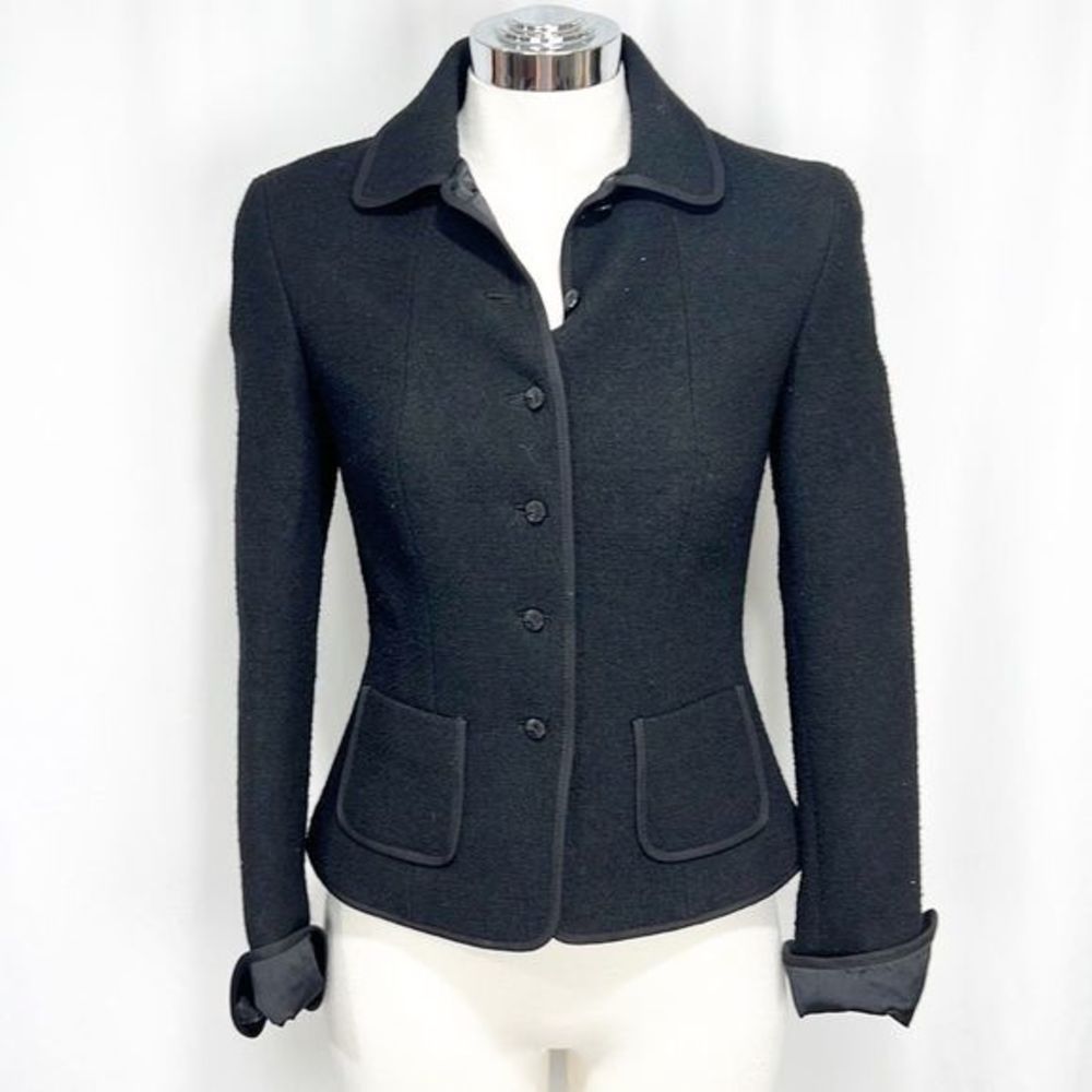 ELIE Tahari Black Boiled Wool Blazer size 2